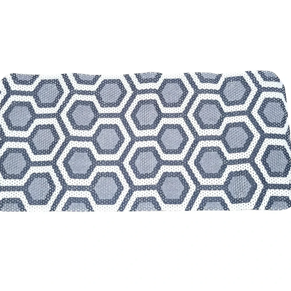 Bathtub Shower Mat Suction Cups Washable Bathroom Gray White Hexagons